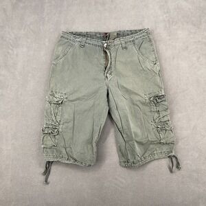 Y2K F.U.S.A.I. jeans by Focus USA Cargo Shorts Sz 30 Olive Green Hiking Camping